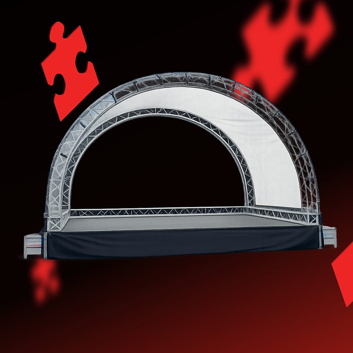 Boogpodium 6x4 transparant (80cm hoog)