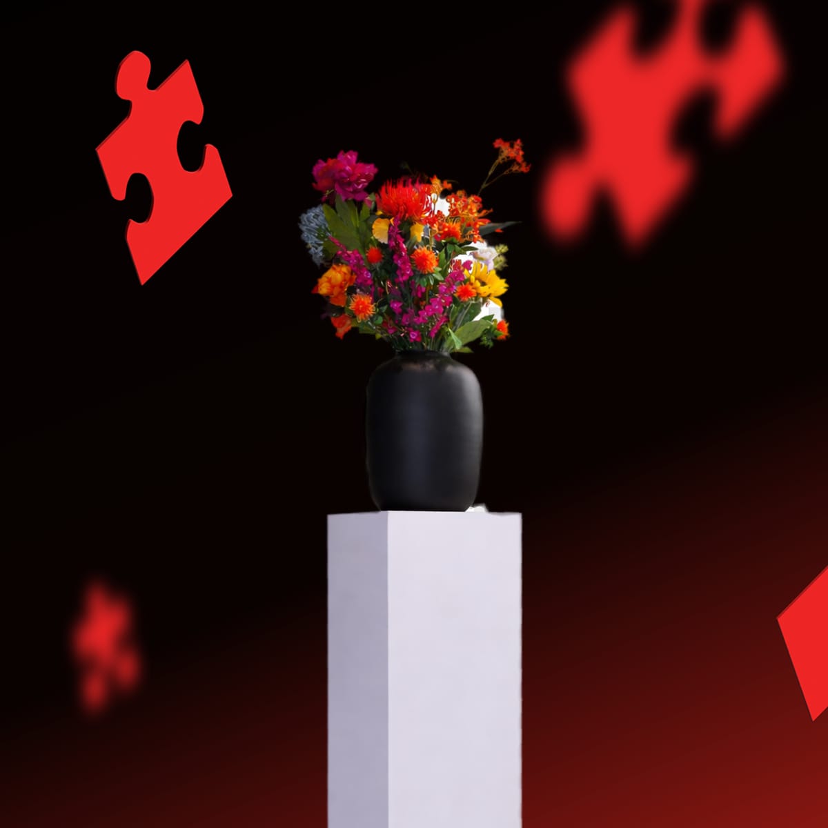 Bloemstuk (kunst) in vaas